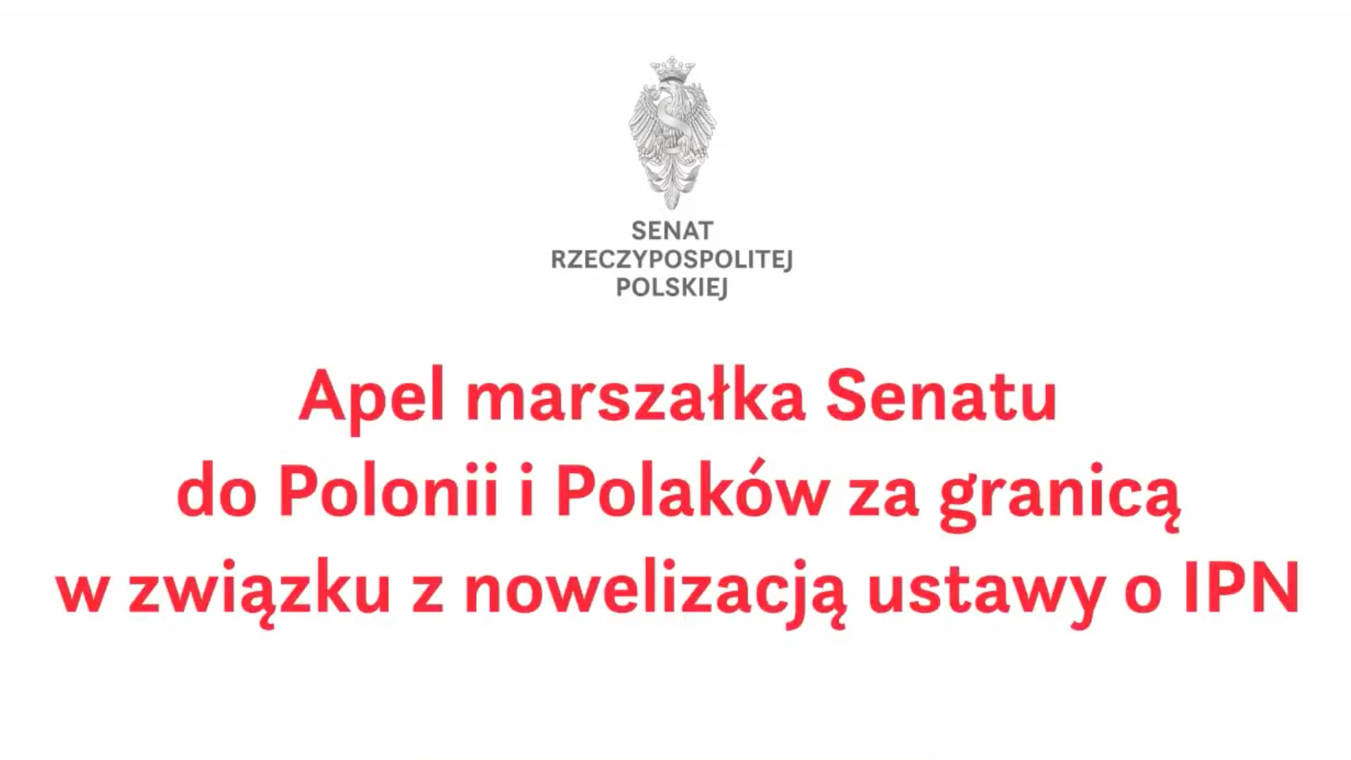Звернення маршалека Сенату до полонії та поляків за кордоном